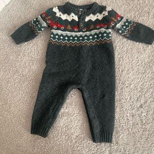 Fair isle knit sweater romper